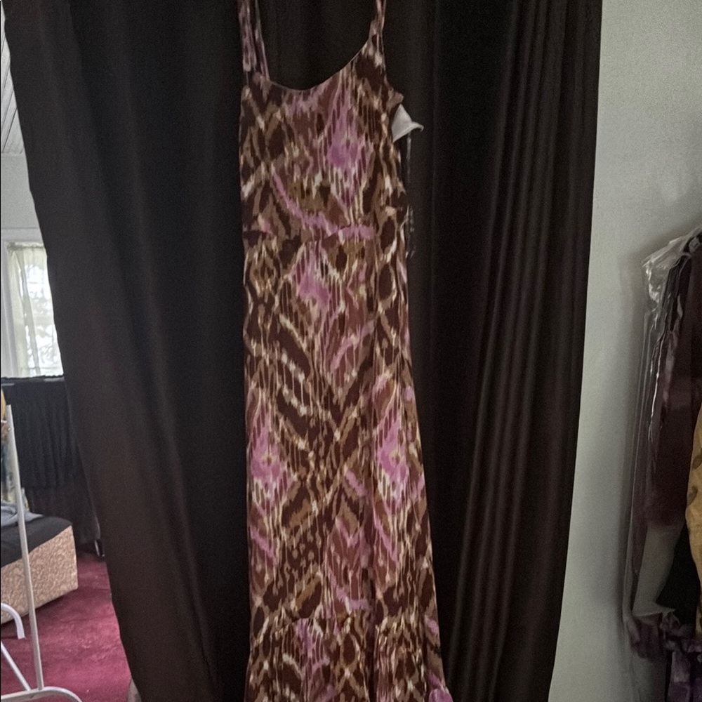 Elegant Pink and Brown Maxi Dress